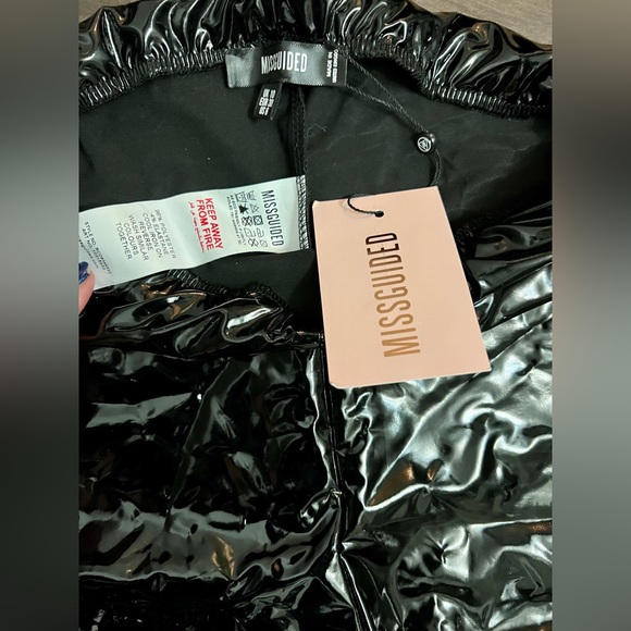 NWT Black High Waisted Vinyl Pants - Picture 2 of 6